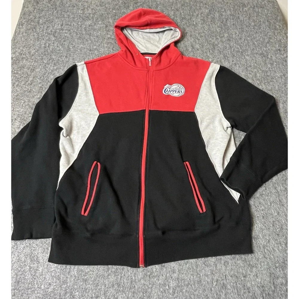 Vintage NBA Chicago LA Clippers  Hoodie‎ XXL Color block Black Red Gray Rare